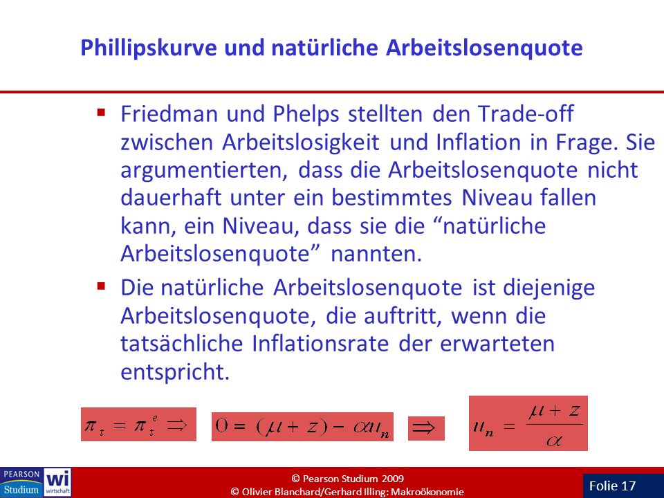 In unserem Beispiel treffen sich die Kurven im Punkt A – hier bezeichnen wir die Arbeitslosenquote als natürliche Arbeitslosenquote u n. Obwohl der Name es vermuten lässt, ist diese nicht von der Natur gegeben, sondern vielmehr durch die Variablen und z veränderbar.